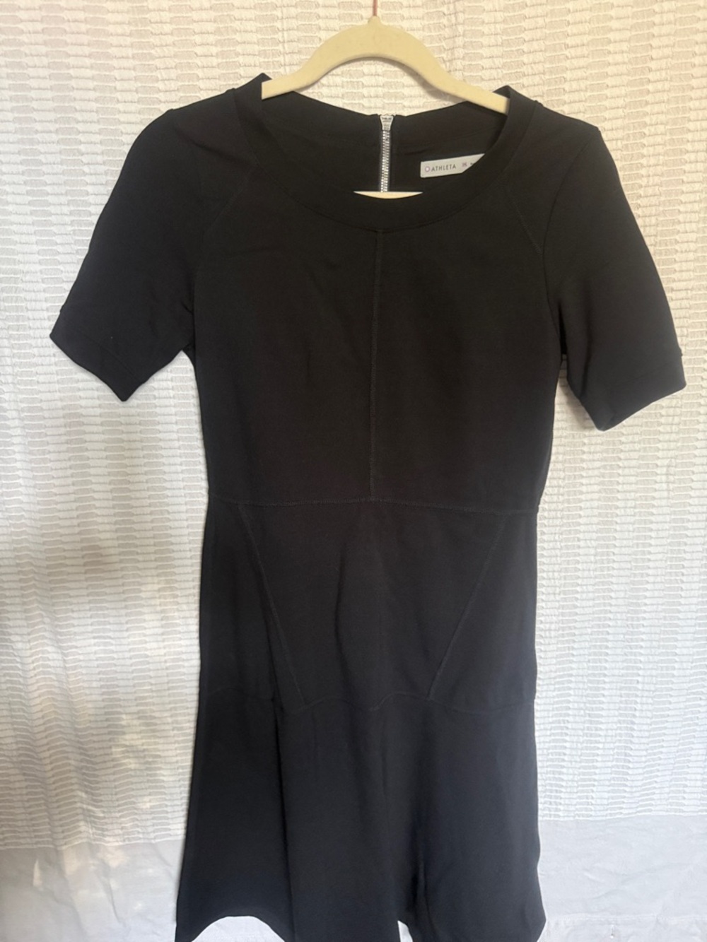 Athleta Black Short-Sleeve Fit & Flare Mini Dress